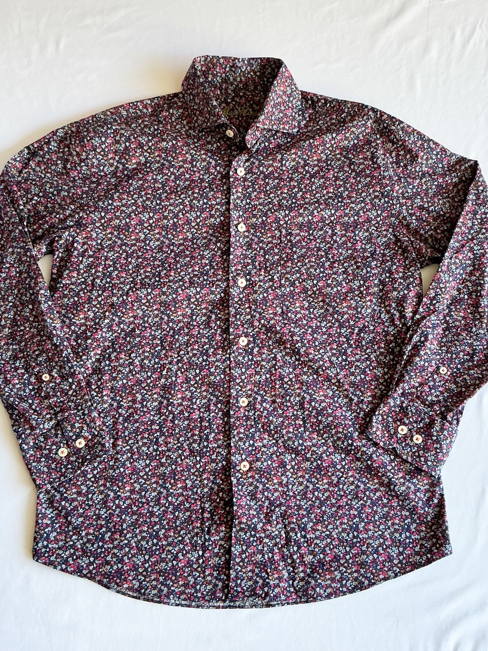 Alan Flusser Men's Floral Button Down Shirt Multicolor Long Sleeve Size Small